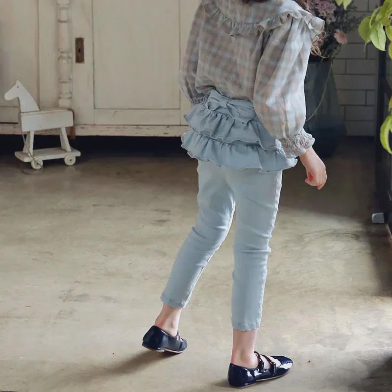 Детские осенние джинсы с оборками для девочек (3-10 лет) – Симпатичные брюки для верхней одежды