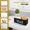 Mail Organizer 2 Slots Solid Tung Wood Mail Holder Decorative Multifunctional Letter Holder for Home Office Entryway Living Room