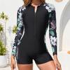 Zipper Black One Piece Swimsuits Closed Long Sleeve Swimwear For Sports Surfing Women's Swimming Bathing Suits Beach Bather 2025