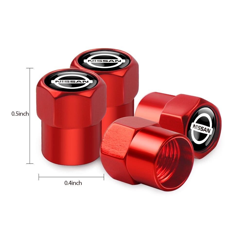 For Nissan GFJ334PCS Metal Car Badge Wheel Tire Air Valve Cap Stem Cover For Nissan GTR Nismo Qashqai X-trail Micra Juke Teana Auto Accessories