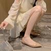 Туфли-лодочки женские нюдовые весна-осень 2024 года новые сексуальные туфли с красной подошвой нежные темпераментные остроносые туфли на плоской подошве