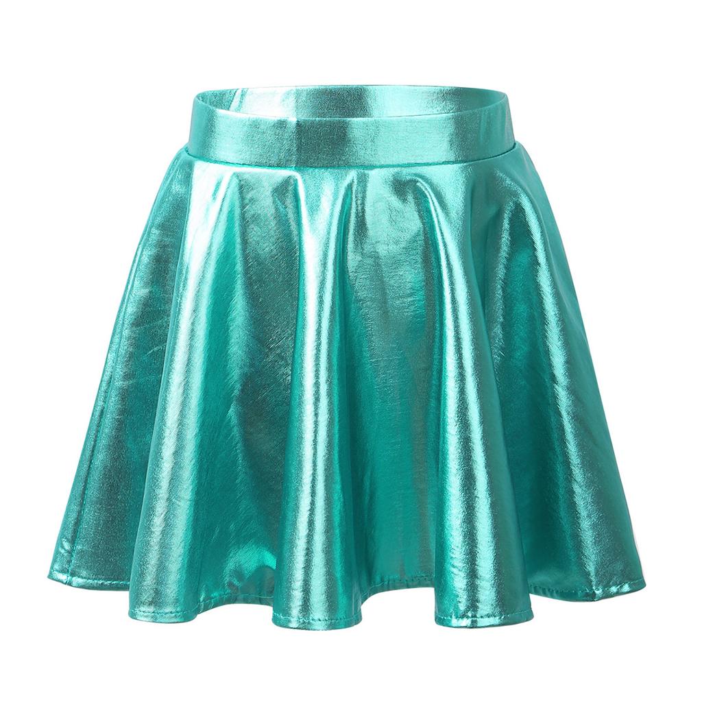 Girls Metallic Dance Pleated Skirts Ballet Tutu Skirts Modern Dance A Line Skirts Performance Skorts