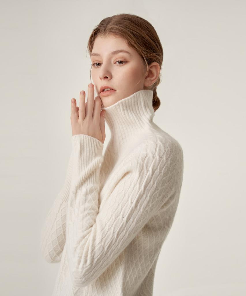 TACET Cashmere Blended Cable Turtleneck Knit