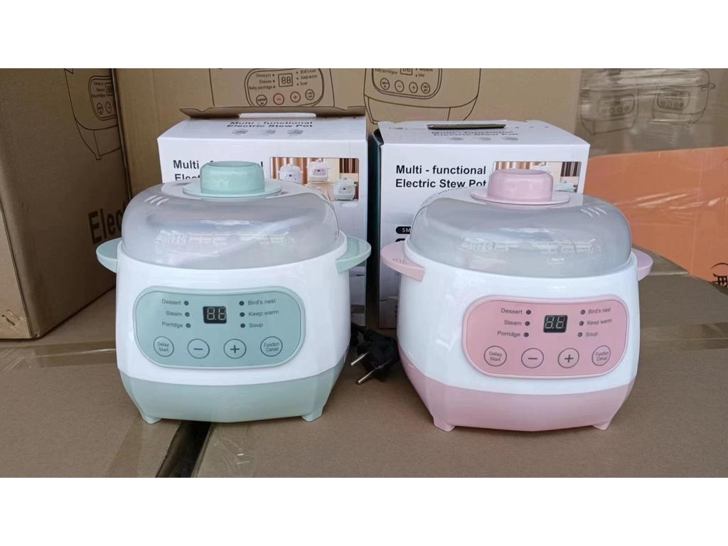 Mini Electric Slow Cooker: Double Boiler Ceramic Stew and Porridge Pot, Perfect for Soups and More.