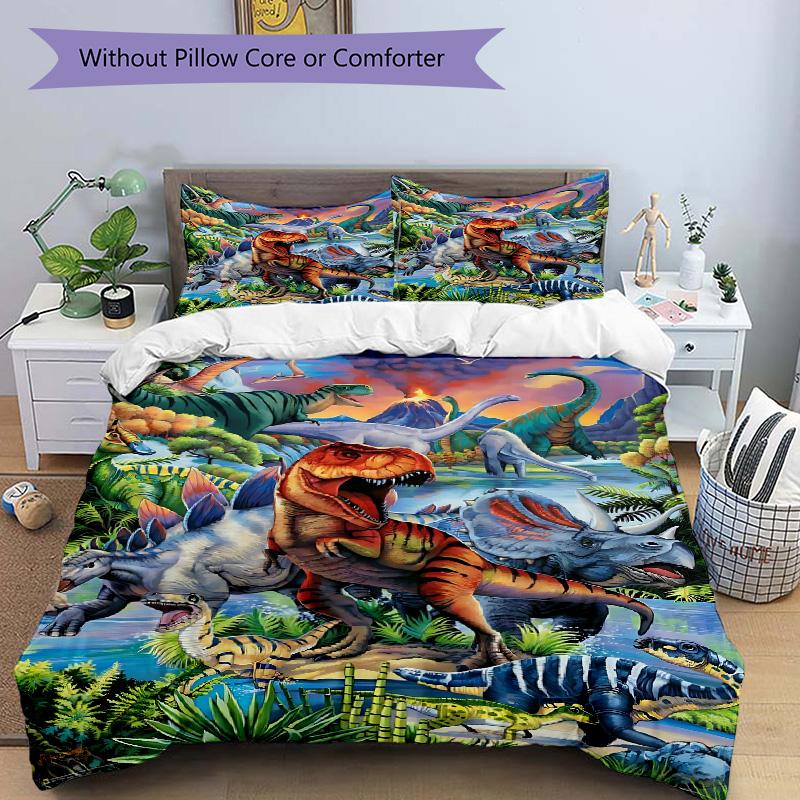 Dinosaur Halloween Parade Print 3Pcs Bedding Setduvet Cover With 2 Bedropillowcase Home Birthday Gift