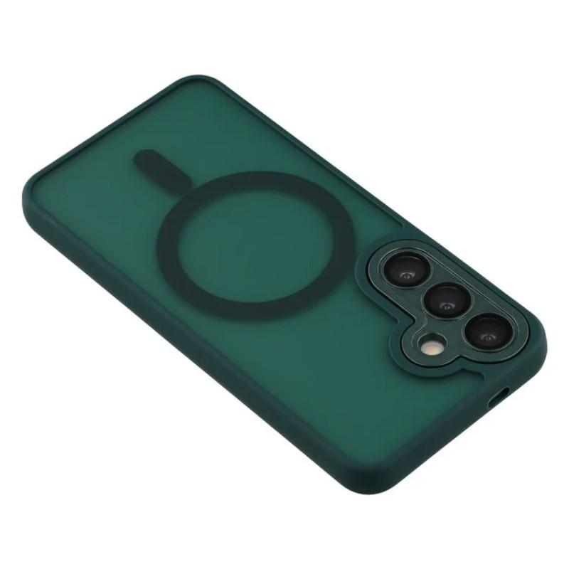 Для Samsung Galaxy S24+ Магнитный чехол WANLONFENG Серия QB PC TPU Чехол для телефона с защитной пленкой для экрана