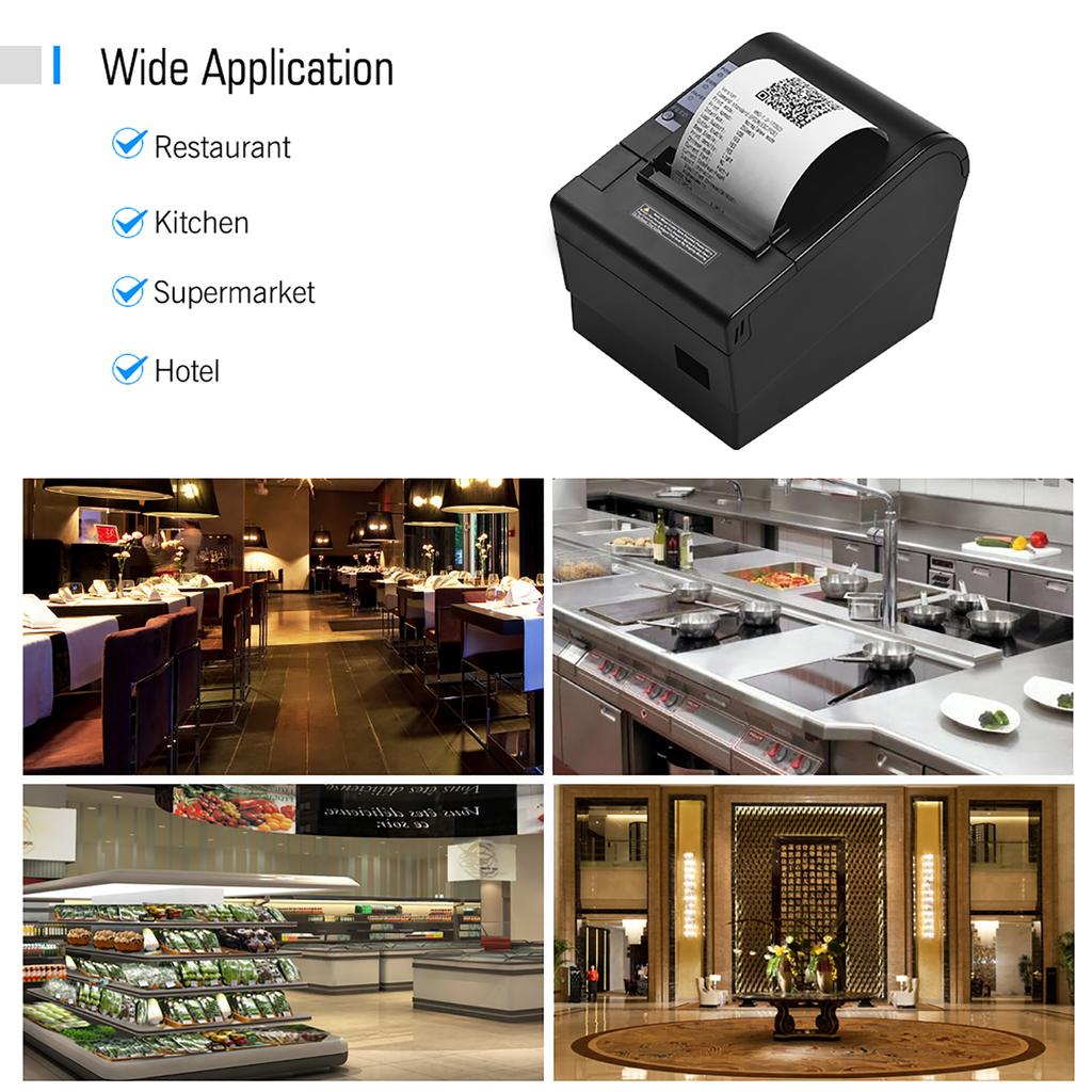 HOIN 80mm Thermal Receipt Printer with Auto Cutter USB Ethernet Interface Ticket Bill printing Compatible with ESC POS