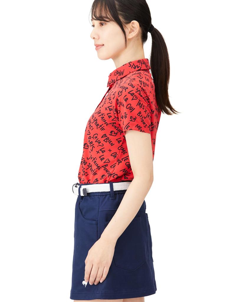 Рубашка с коротким рукавом Coq Sportif с графическим узором, впитывающая пот, быстросохнущая, эластичная, солнцезащитная, гольф QGWXJA18 RD00 [Le Golf] [Эластичная