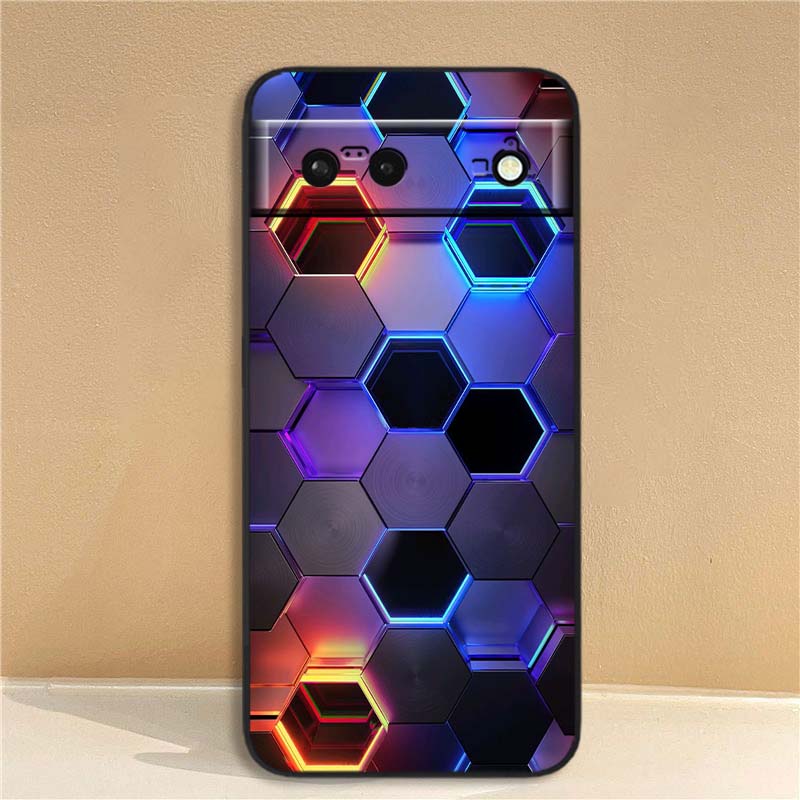 Креативный металлический узор Чехол для телефона Для Google Pixel 10 9a 9 8A 8 7 7A 6 6A Pro XL 2024 5G Черный Мягкий ТПУ Силикон