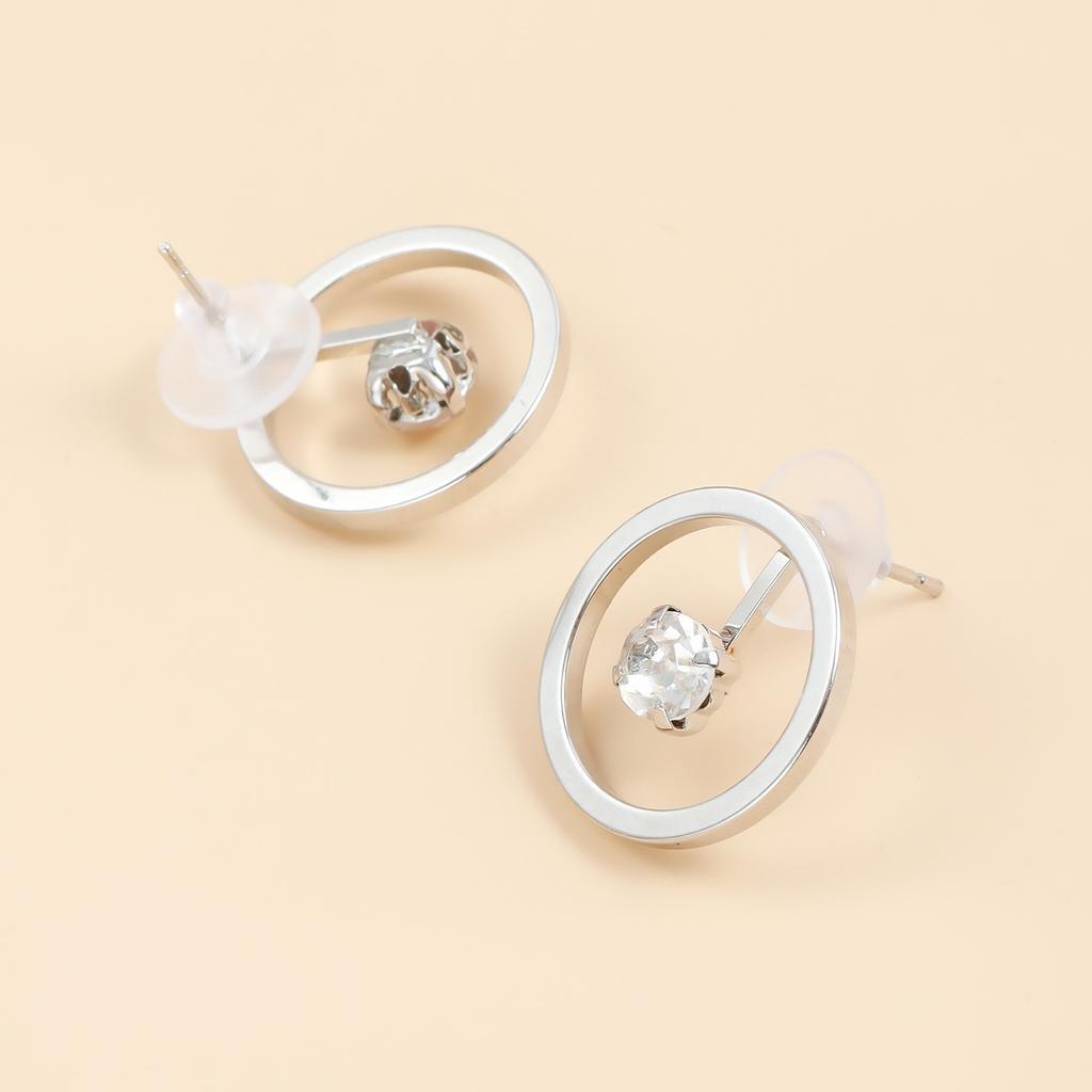 Модные женские круглые серьги-подвески со стразами