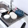 Multifunction Foldable Dish Drying Rack Drainer Kitchen Organizer Storage Drainer Retractable Rack Over Sink With Utensil Holder