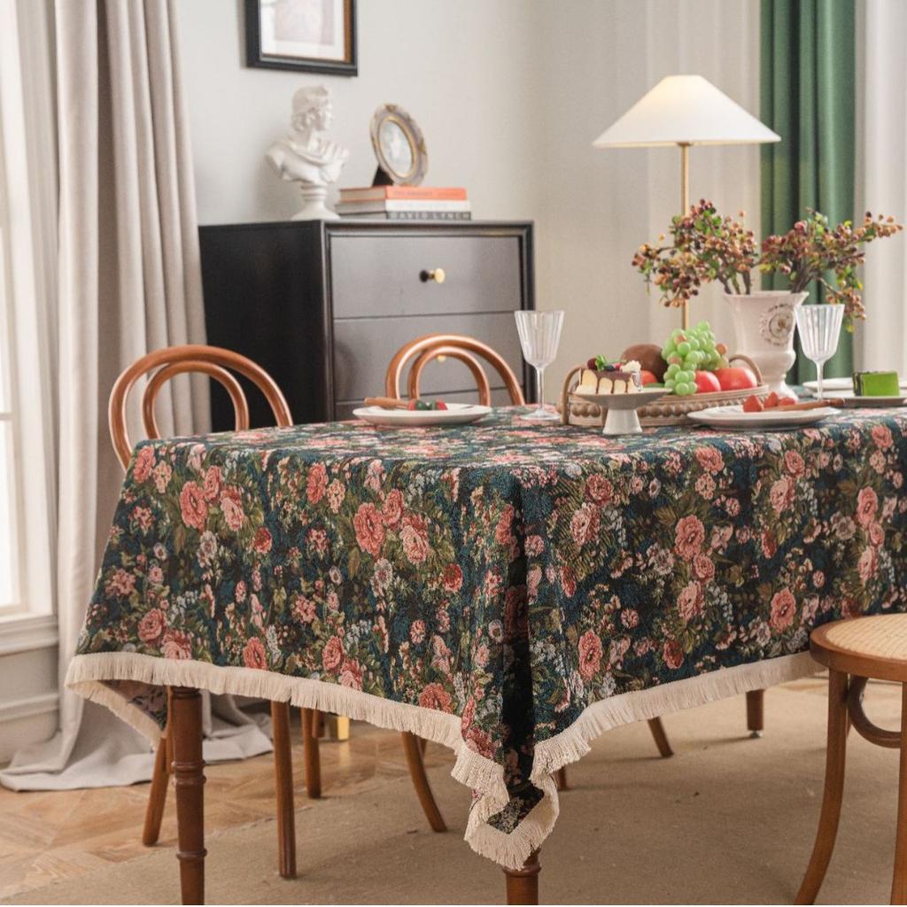 Retro Tablecloth Hand-painted Jacquard Thickened Dining Table Coffee Table Cover Table Mat Tablecloth