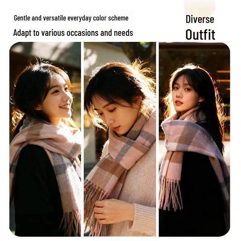 TUCANO Women's 100% Pure Wool Plaid Scarf