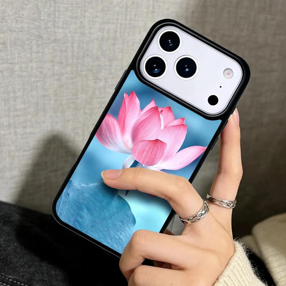 Capa Case for iPhone 17 Air 16 Pro Max 15 Plus 11 13 Mini 14 12 Back Phone Cover Lotus Flower