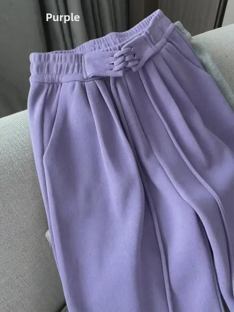 Спортивные брюки с высокой талией и ремешками 2023 года: Весна/Осень, облегающий крой, широкие штанины, повседневный тренд для женщин