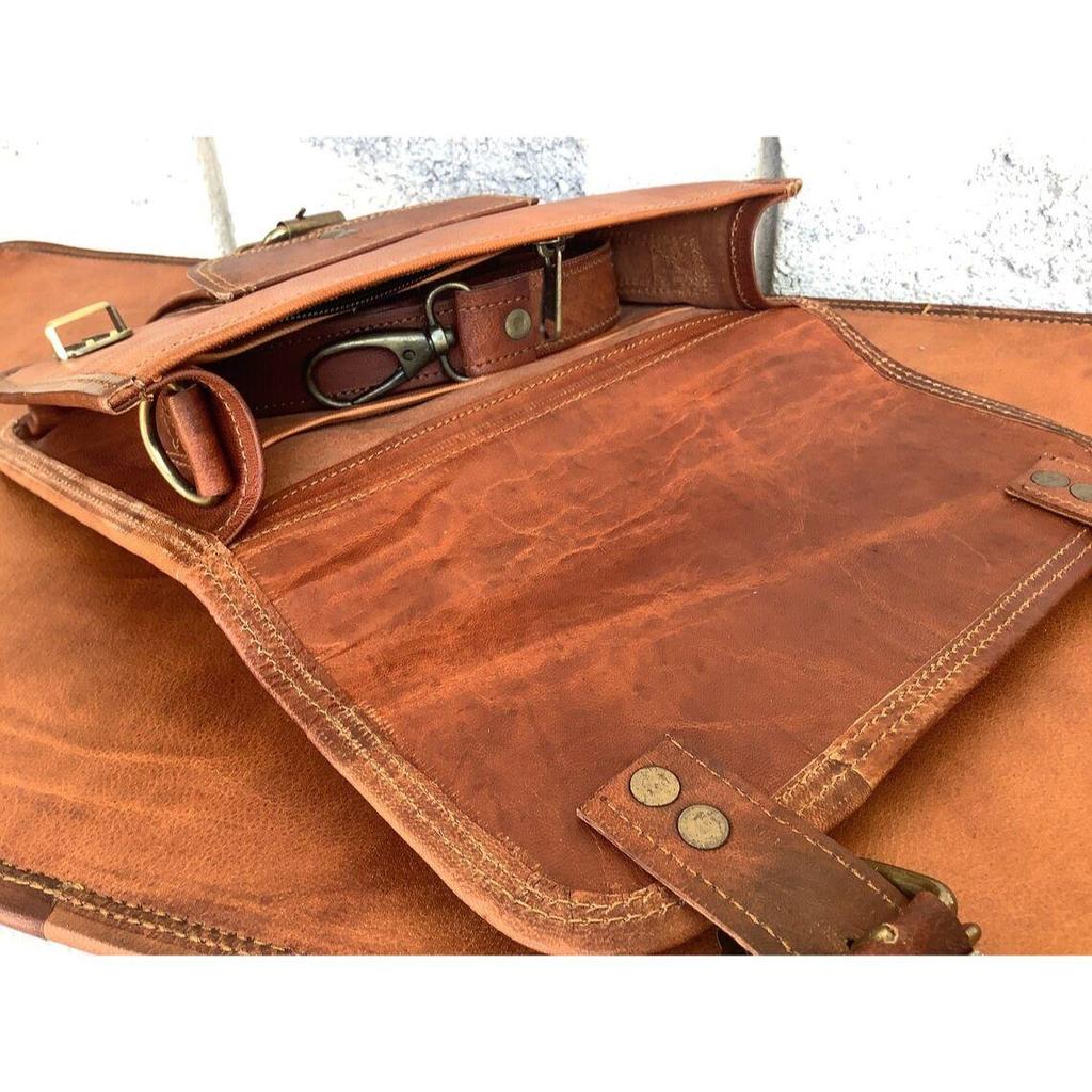 Широкая кожаная сумка-сэтчел шириной 9 дюймов, ручная работа, ретро, ​​стиль бохо, с отделением на молнии и отделениями.