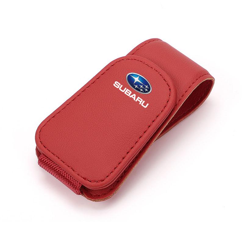 Car Interior Sun Visor Sunglasses Clip Leather Auto Emblem Glasses Clamp For Subaru STI Impreza Legacy WRX BRZ Forester Outback wr3
