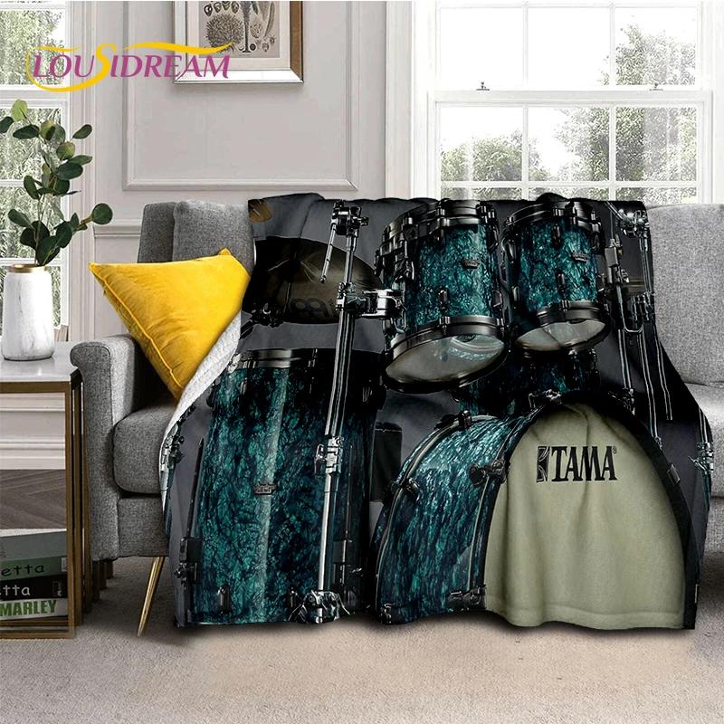 Music Instruments Drum Kit Drum Set Blanket,Soft Throw Blanket for Home Bedroom Bed Sofa Picnic Travel Office Cover Child Gift