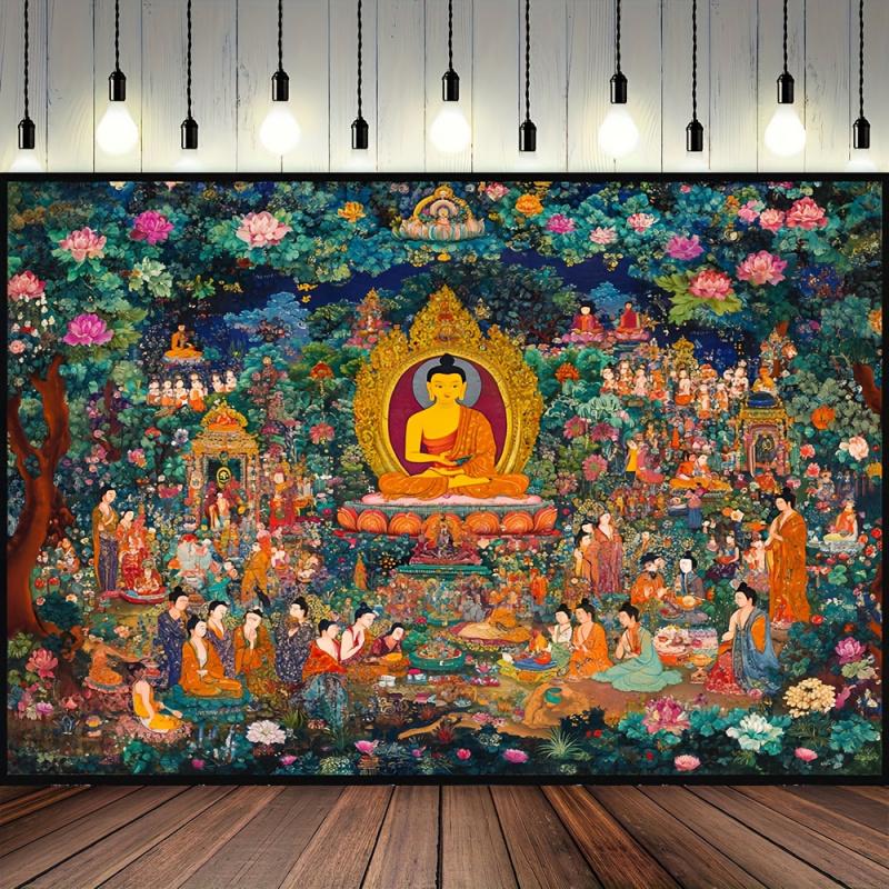 VIKAMA Tibetan Buddhism Thangka Art Wall Tapestry Living Room Meditation Room Yoga Room Decoration Tapestry Home Decoration