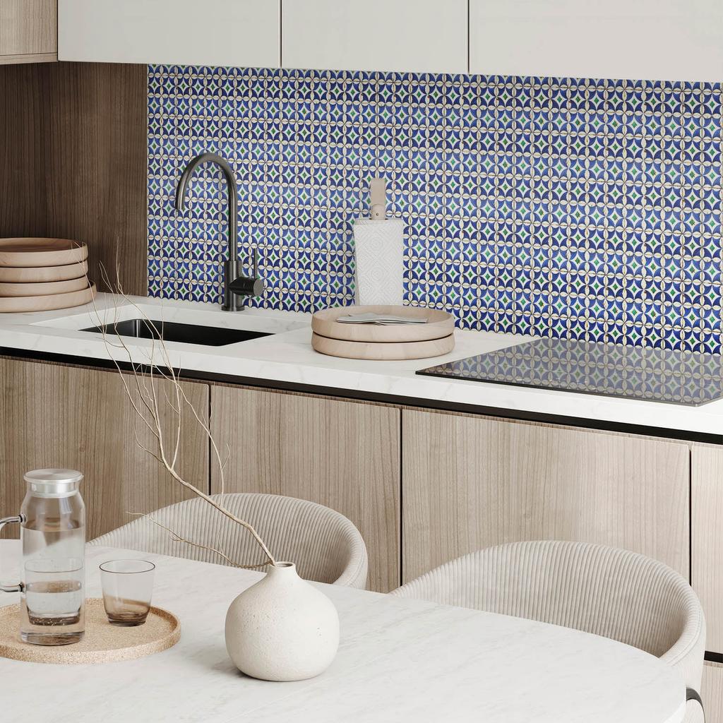 Self-adhesive vinyl panel with a pattern for the living room 100x50 cm Geometric tile pattern