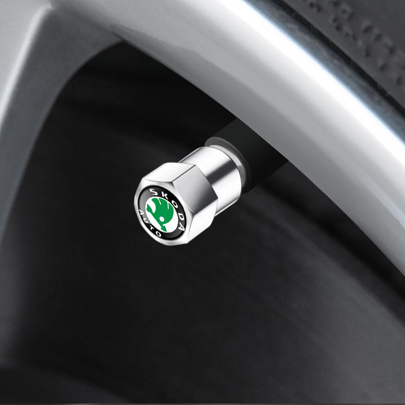 4pcs Car Wheel Tire Valve Caps Stem Case For Car emblems Auto Accessories For Skoda SUPERB RAPID KAROQ FABIA YETIEI8