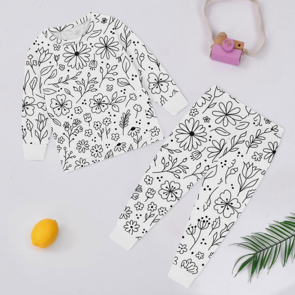 Детский комплект домашней одежды Sketch Coloring Fun Раскрашенная вручную домашняя одежда Пижамный комплект