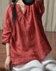 Женские винтажные рубашки Ramie, летние свободные топы с половиной рукавом, женские однотонные свободные рубашки