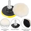 7PCS 3 inch Wool Polishing Buffing Pad, Car Buffer Polisher Kit with Hook and Loop Back, for Drill Buffer Attachment with M10 Drill Adapter