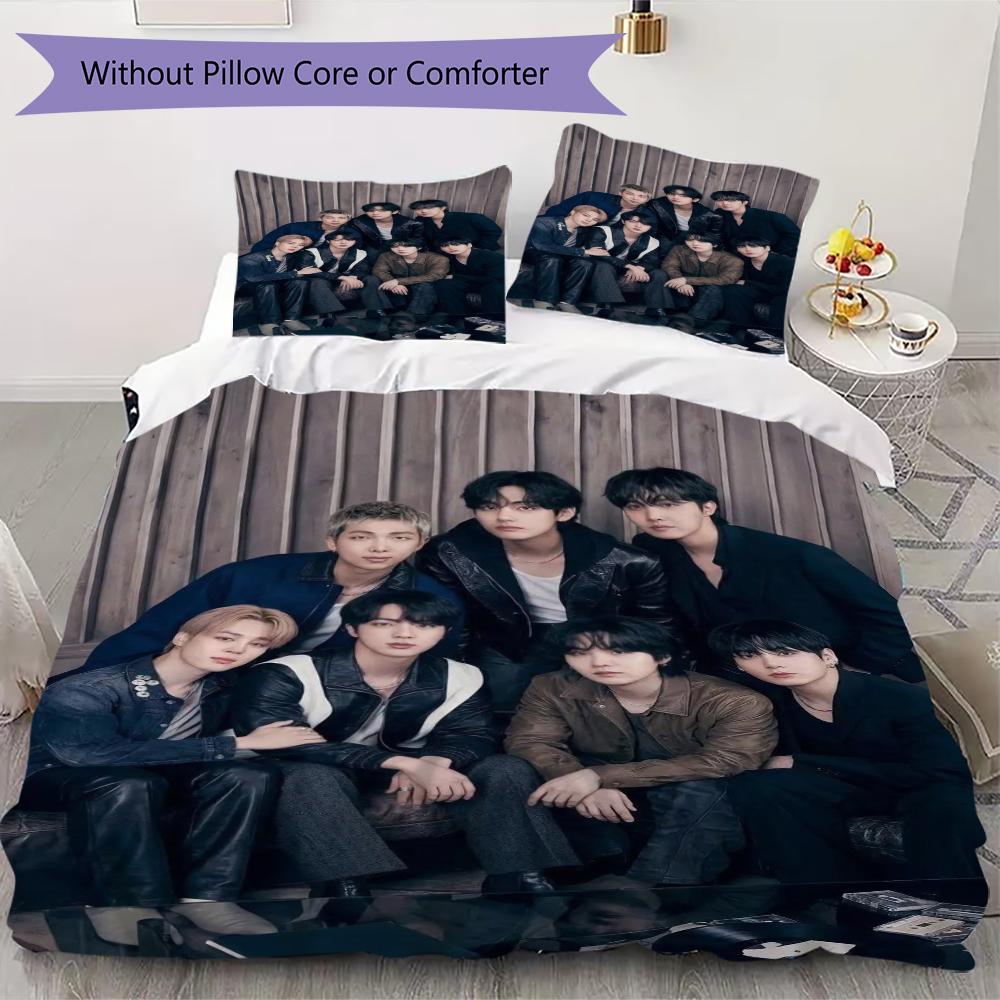 Bts Chic Fashion Group Portrait Bedding Without Core 1 Duvet Cover 2 Pillowcase Without Core Soft And Comfortable Duvet Cover And Pillowcase