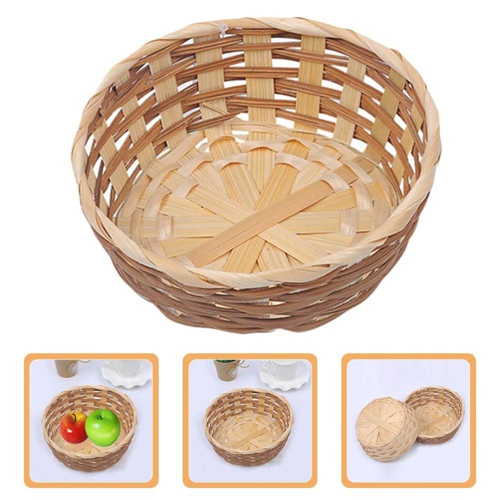 Food Container Fruit Storage Bin Round Shape Bamboo Bread Basket High Quality Rattan Fruit Basket