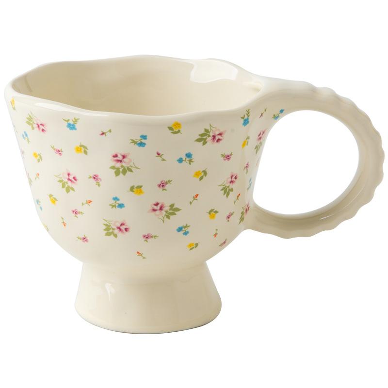 Fairy Design Small Floral Irregular Hand-Squeezed Ceramic Cup Dessert Coffee Cup Export