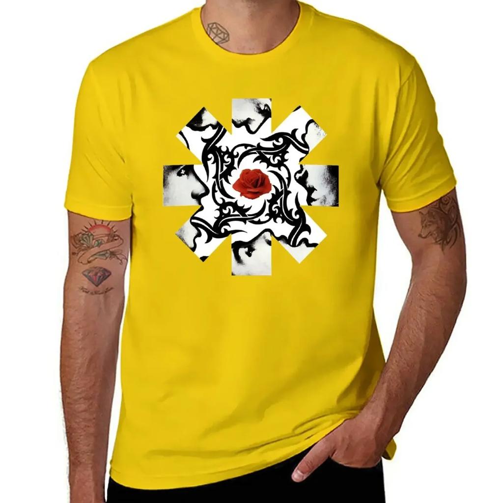 Red Rose on Center T-Shirt tops Aesthetic clothing big and tall t shirts for men