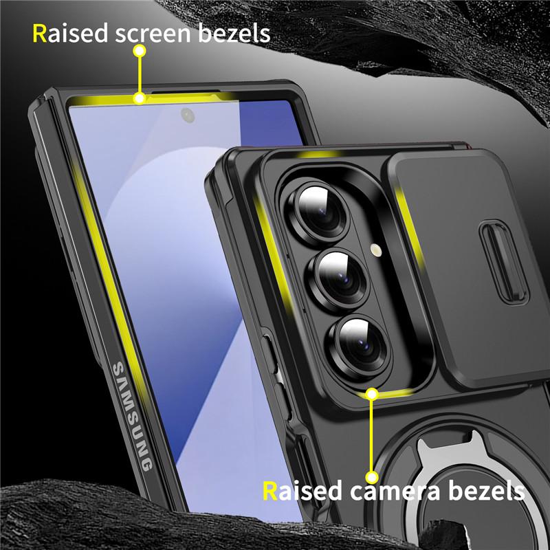 Бронированный чехол для Samsung Galaxy Z Fold 7 5G с защитой камеры-слайдера, чехол для телефона для Galaxy Z Fold 6 с магнитной подставкой-кольцом