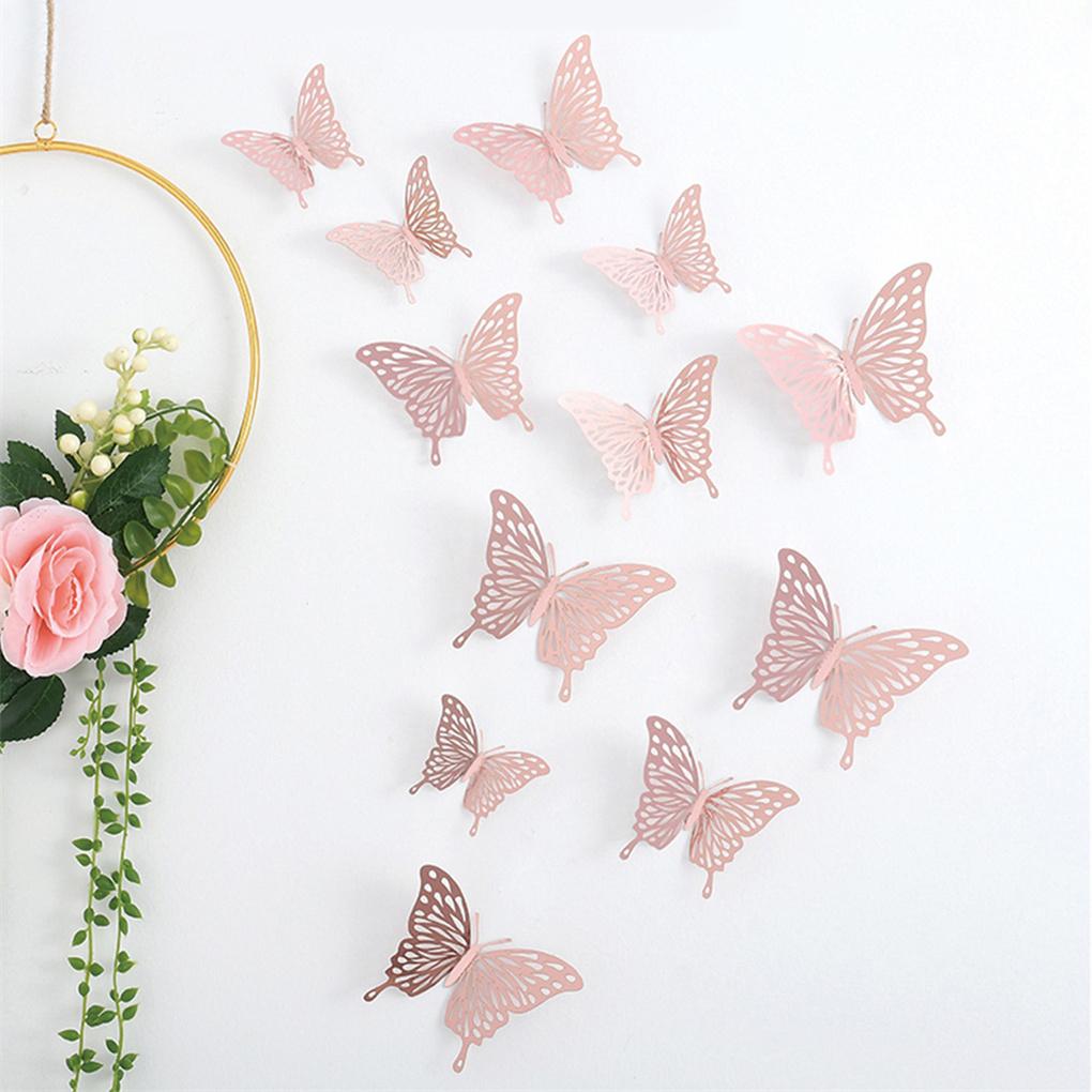 Pack of 12 3D Hollow Paper Wall Sticker Household Living Room Decoration Decal Kit Festival Wedding Party Decorative