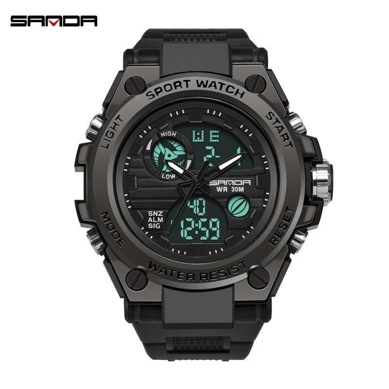 SANDA Electronic Watch Men's Trendy Fashion Sports Night Light Waterproof Youth Junior High School Student Watch Male Clock