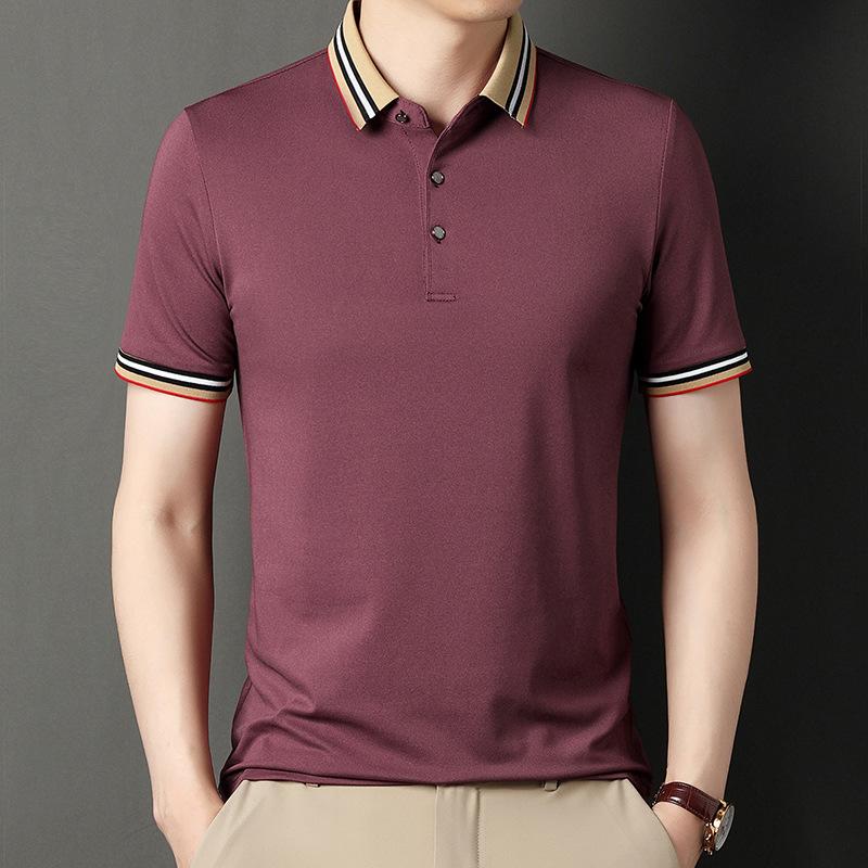 Футболка с коротким рукавом Мужская футболка Летняя новинка Деловая тонкая рубашка поло с коротким рукавом Мужская футболка