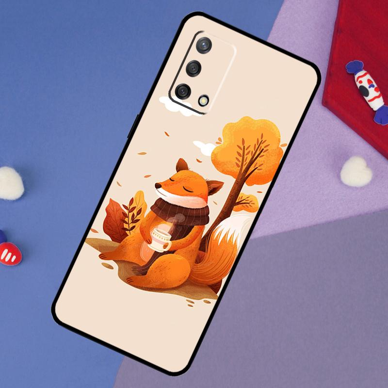 Чехол с осенними листьями и лисой для Oppo A5 Pro A6 A57 A17 A78 A54 A74 A94 A76 A16 A96 A18 A40 A60 A80 A38 A58 A98 A15