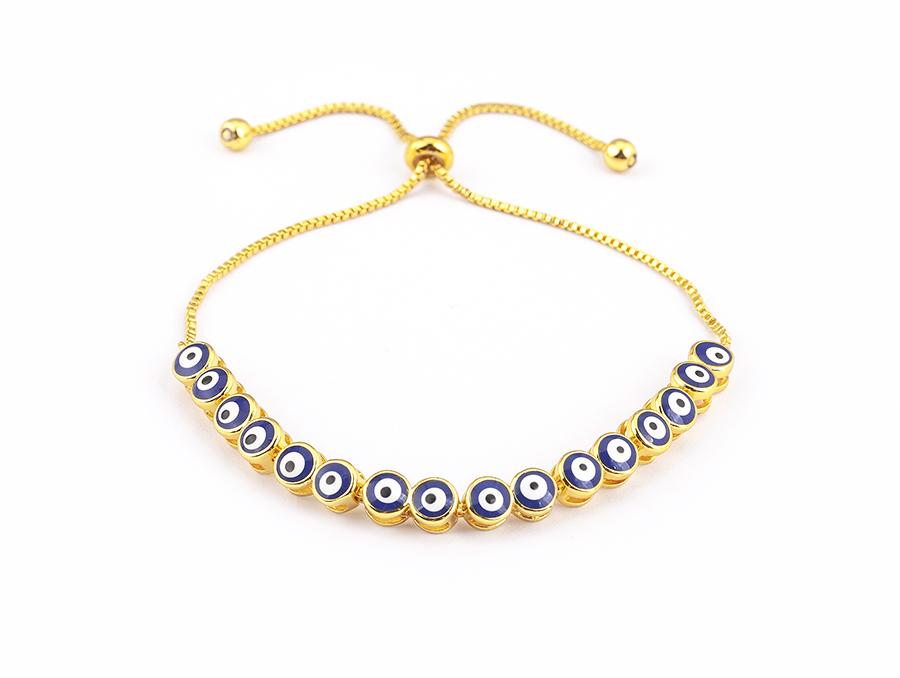 Nidin Luxury Men 4 Colors Evil Eye Beads Chain Bracelets Bangles Adjustable Party Wedding Elegant Jewelry Gift For Female Male