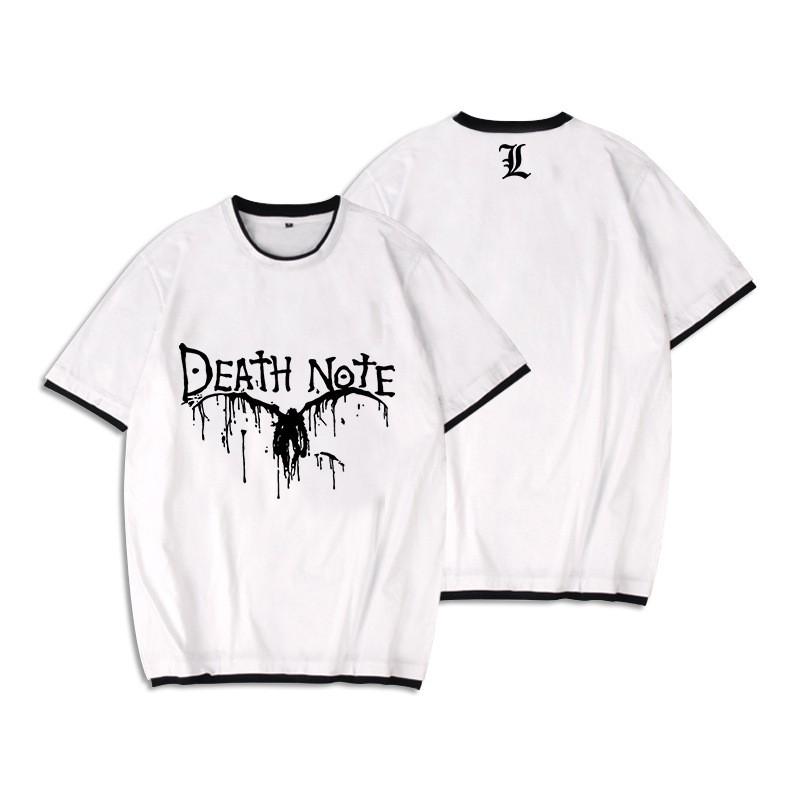 Death Note T-Shirt Mens Anime Manga Short Sleeve Crew Neck Fake Two-Piece Casual Top