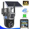 Yangi 4K 8MP 4G Sim-karta Quyosh batareyali kamera Tashqi simsiz WiFi IP kamera Ikki linzali Ikki ekranli Xavfsizlikni himoya qilish Kuzatuv CCTV