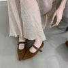 Inner Height Increase 4cm French Retro Temperament Pointed Head Pleated Shallow Mouth Single Shoes Late Evening Wind One-word Buckle Belt Mary Jane Sh