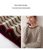 Cashmere Blend Women's Round Neck Color Block Stripe Knitwear: Loose, Elegant, Casual Autumn/Winter Pullover.
