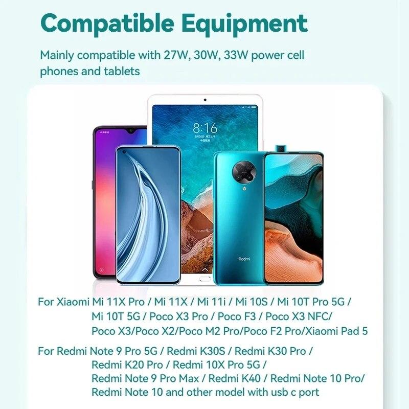 Быстрое зарядное устройство на 33 Вт для Xiaomi Mi Turbo Charge, европейский телефон Cargador Redmi Note 12 11 10 Poco M2 Pro Mi 10s Blackshark 2 POCO X3 M4 Chargeur