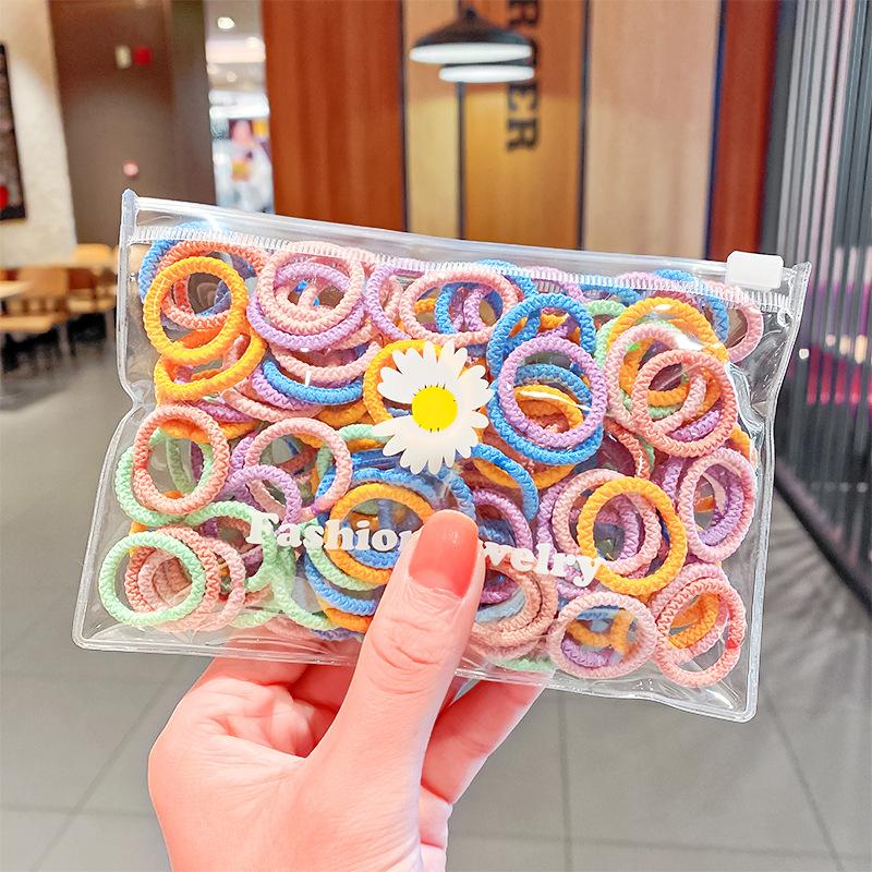 100 шт./пакет Простые практичные маленькие резинки для волос для девочек и детей, эластичные резинки для волос, аксессуары, резинка для волос, кольцо, головной убор