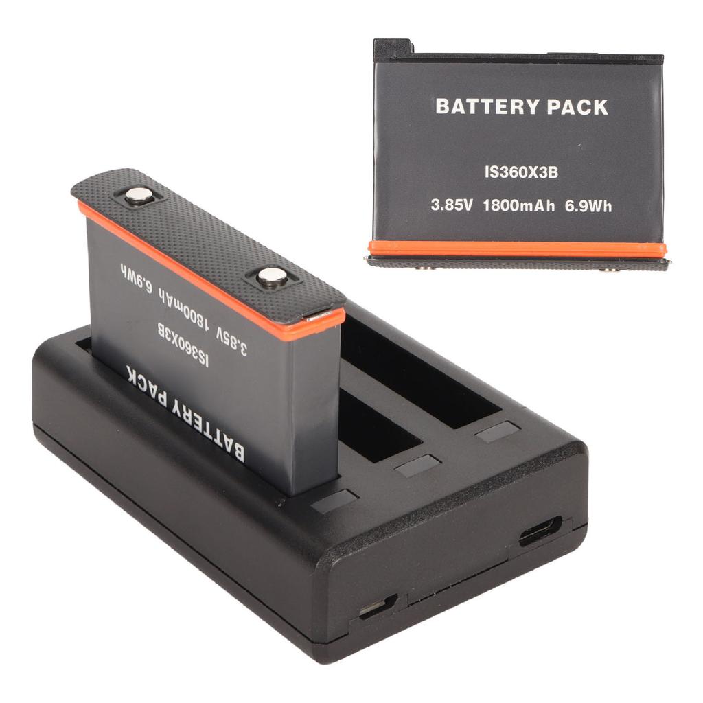 Action Camera Battery Charger 3 Slots Charger for Insta 360 X3 with Type C Charge Cable and Replacement Batteries
