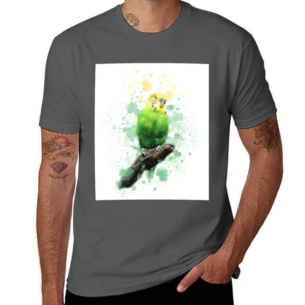 Budgie Watercolour Tshirt Casual Pattern Print Tee Shirt