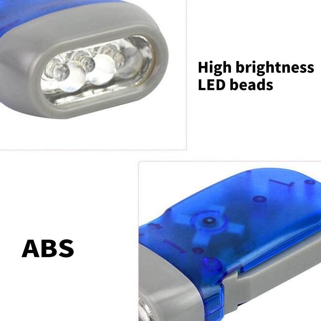 Hand Crank Flashlight No Battery Required Torch Light Manual Press Flashlight 3 LED Light Squeeze Flashlight for Camping