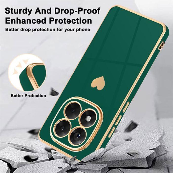 Coque pour Xiaomi Redmi Note 15 Pro 5G, Silicone Motif Cœur Antichoc Slim - Vert Nuit