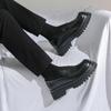 Men Loafer Dress Elevator Shoes Height Increase Classic Leather Thick Sole Creepers Platform Shoes