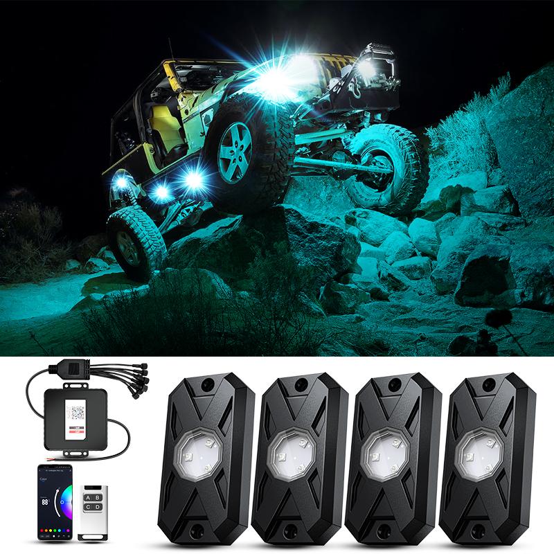 Подсветка Rock Lights 8/12 Pods RGB Led Multi Color App Remote Control Music Mode Well For Pickup ATV RZR UTV Chassis Light